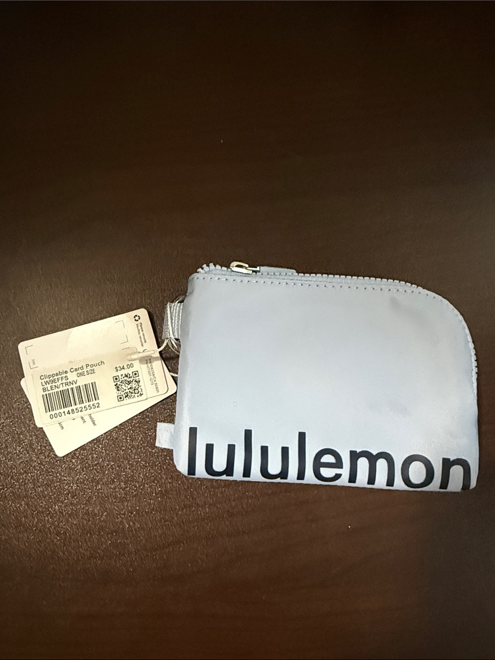 Lululemon pale blue card & key pouch with logo